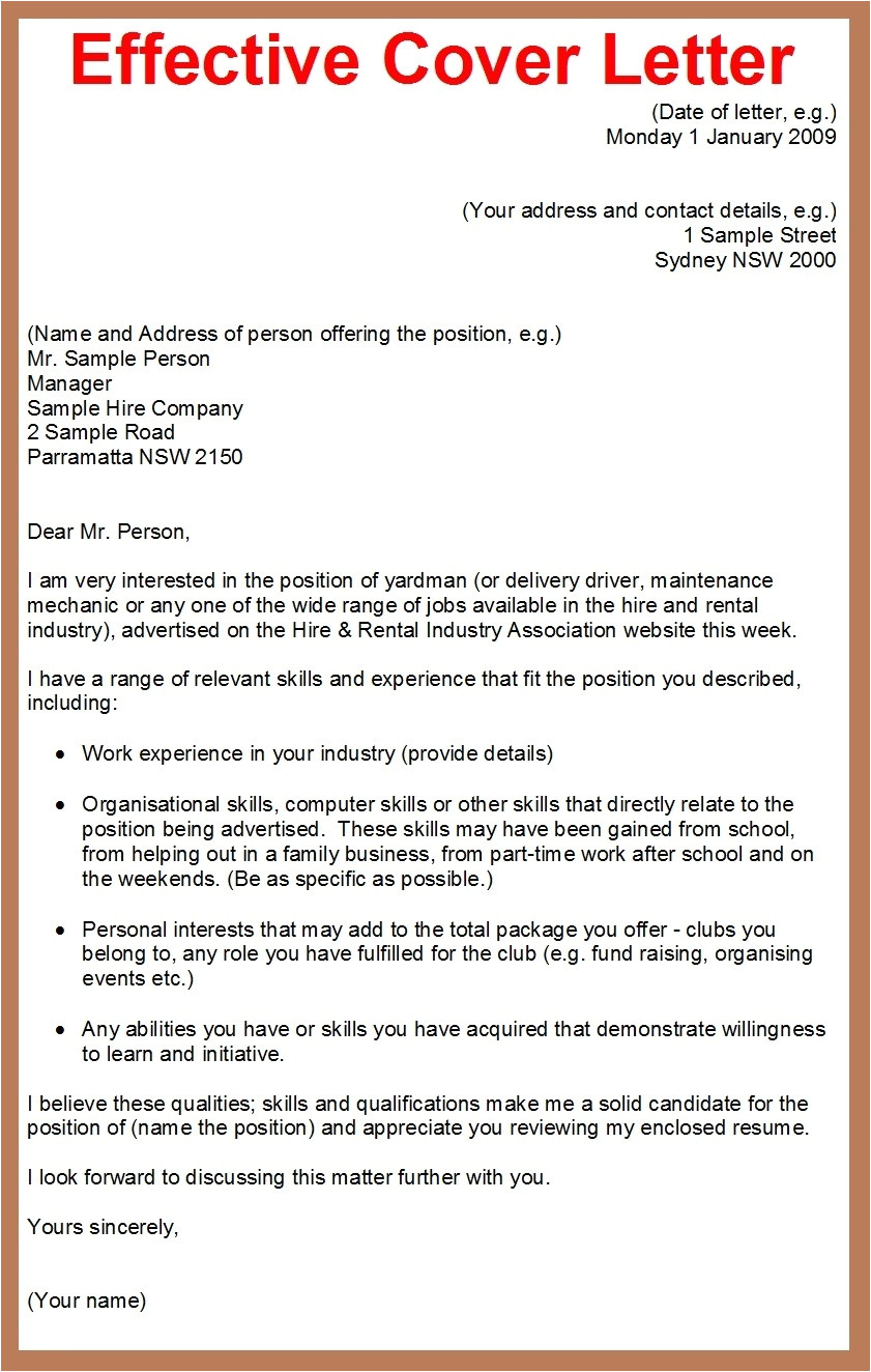 samples of cover letter for job applications