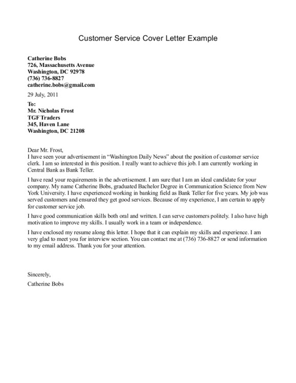 Examples Of Cover Letters for Customer Service Positions the Most Awesome and Also Lovely Customer Service Manager