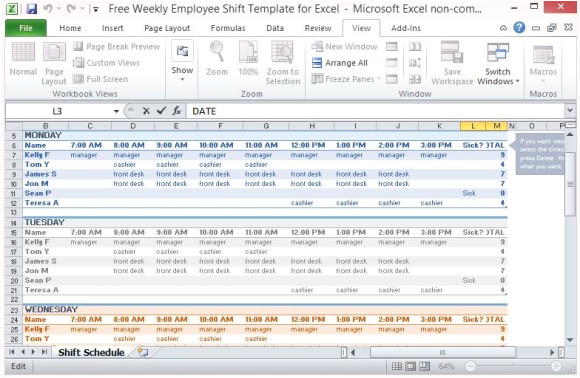 weekly employee schedule template excel 1124