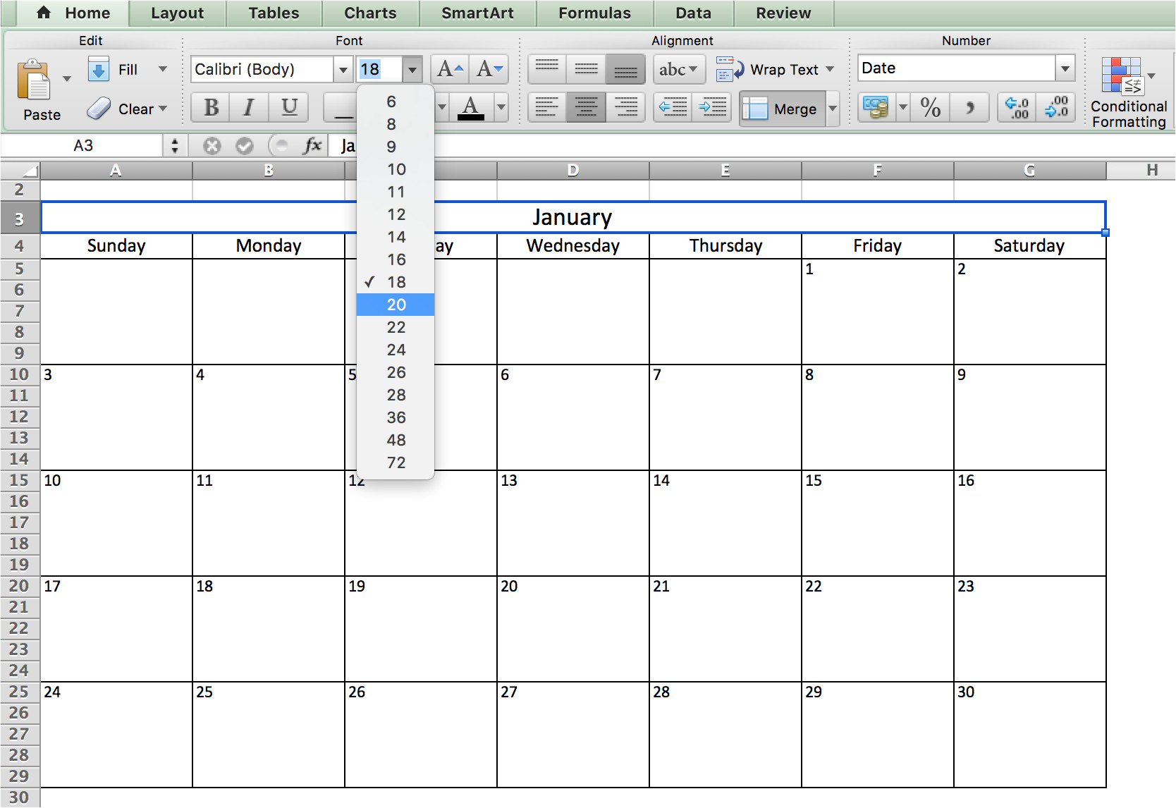 easiest way make calendar excel
