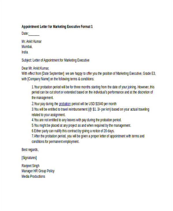 Executive Offer Letter Template Job Offer Letter Templates Samples Word Excel Examples