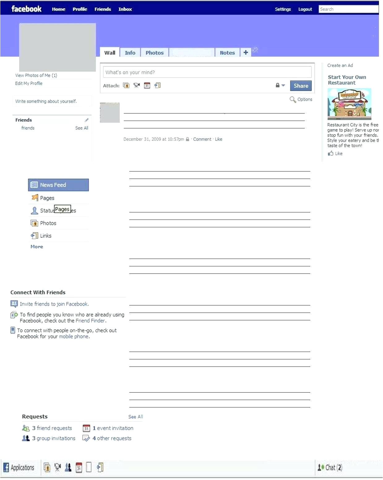 facebook message template for word