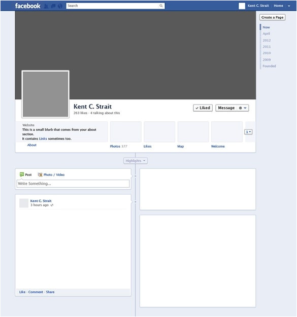 facebook page template word