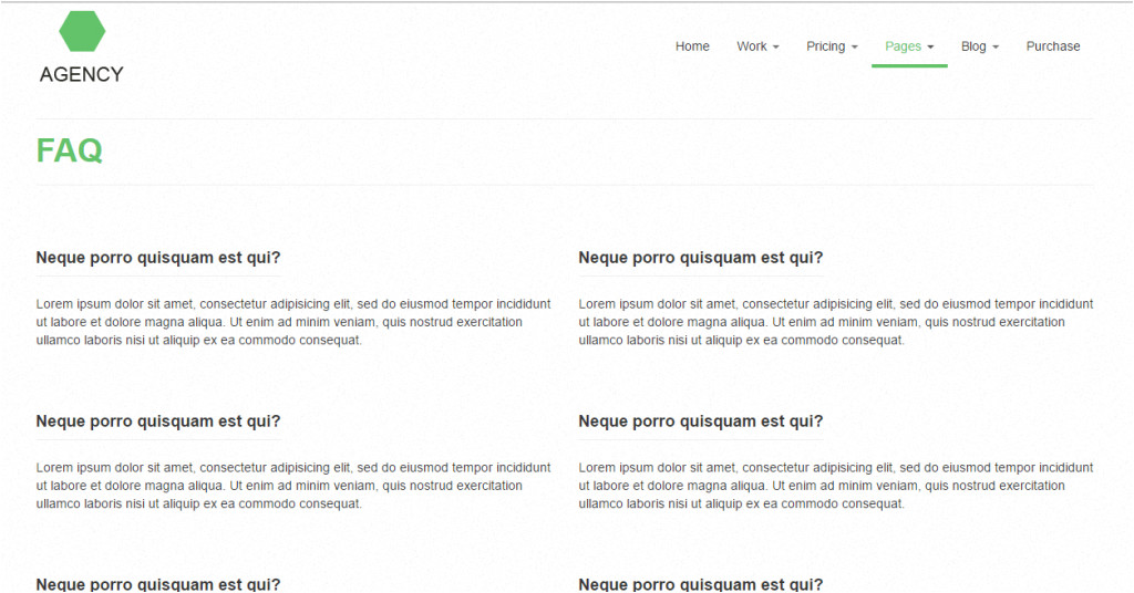 Faq Bootstrap Template Agency Bootstrap HTML5 Responsive Template Rabins Xp Blog