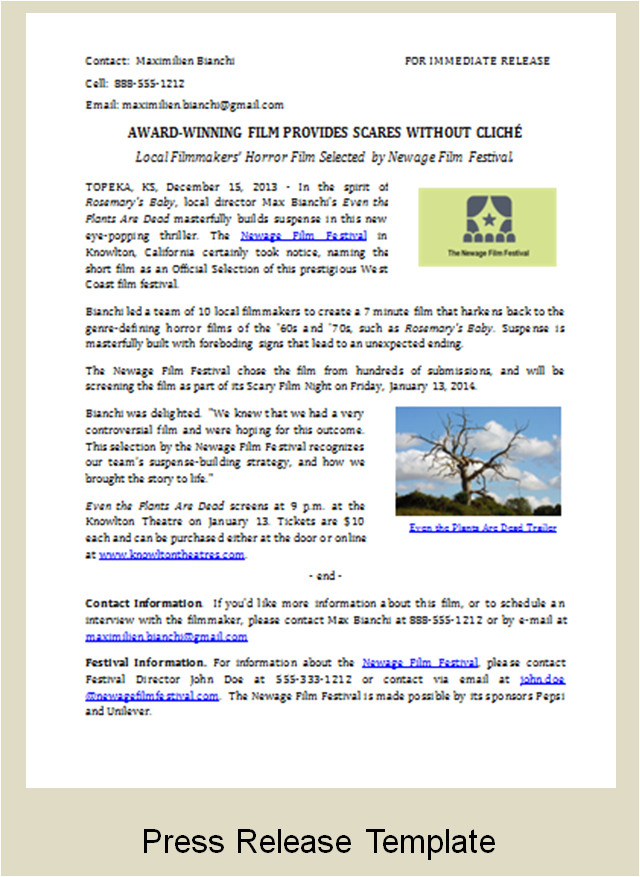 Film Press Release Template Submit Short Movie Submit Short Film National Film