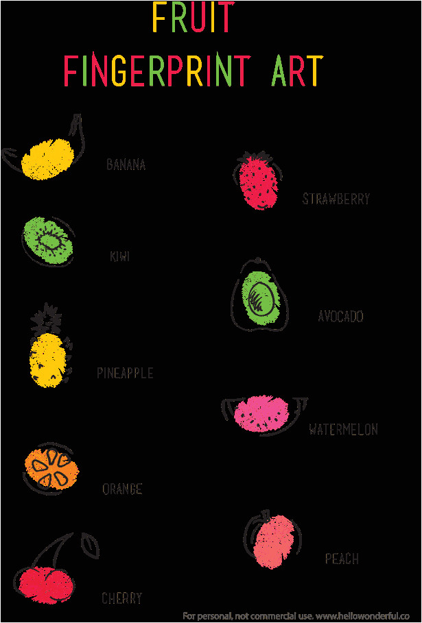 fruit fingerprint art for kids with free printable template