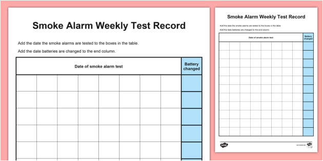 t ch 139 childminder smoke alarm weekly test record