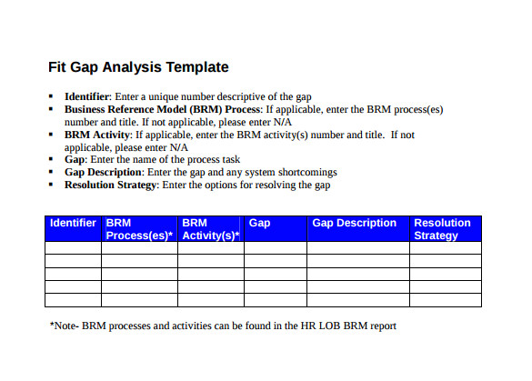 Fit Gap Analysis Template Xls 16 Sample Gap Analysis Templates Pdf Excel Word