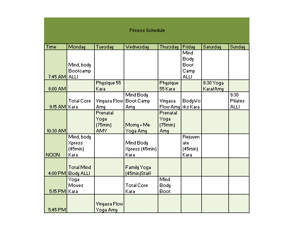 Fitness Program Template Free Download 22 Workout Schedule Templates Pdf Doc Free Premium
