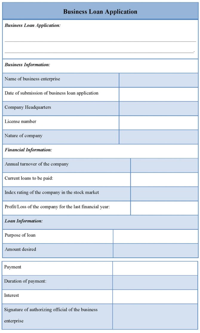 business loan application form