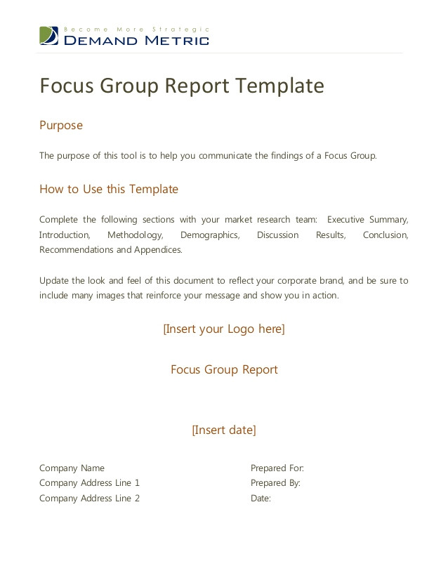 Focus Group Discussion Report Template Focus Group Report Template