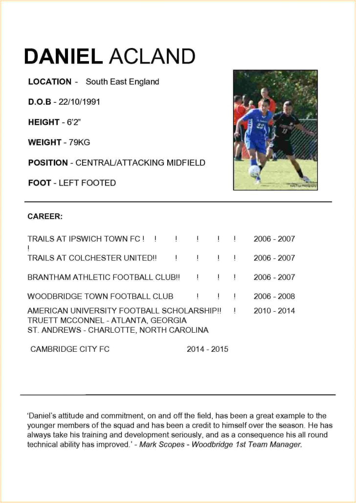 Football Cv Templates Free Cv Football Cv Template