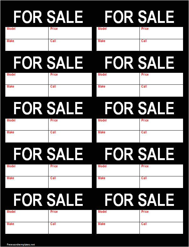 For Sale Tags Templates for Sale Tag Flyer Freewordtemplates Net
