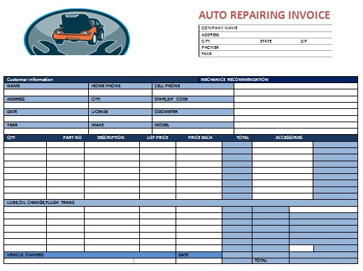 auto repair invoice