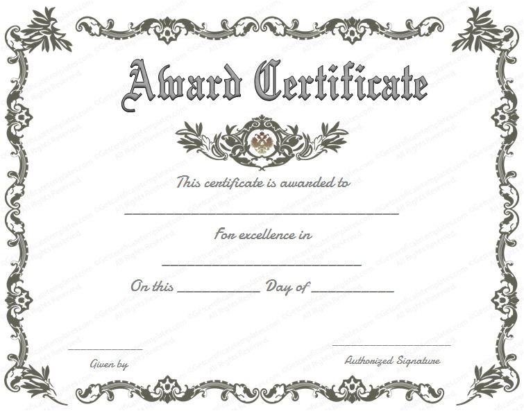 royal award certificate template