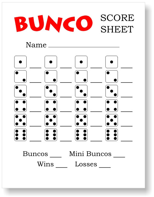 bunco score sheet