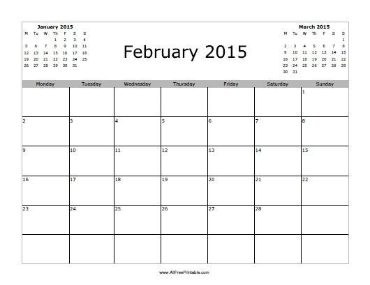 february 2015 calendar