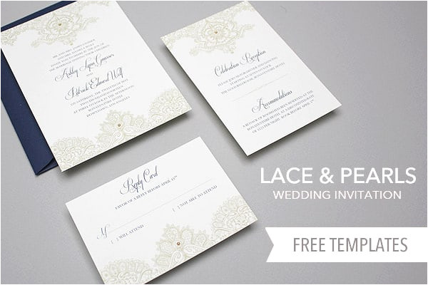 Free Diy Wedding Invites Templates Free Template Lace Pearls Wedding Invitation Set Yes