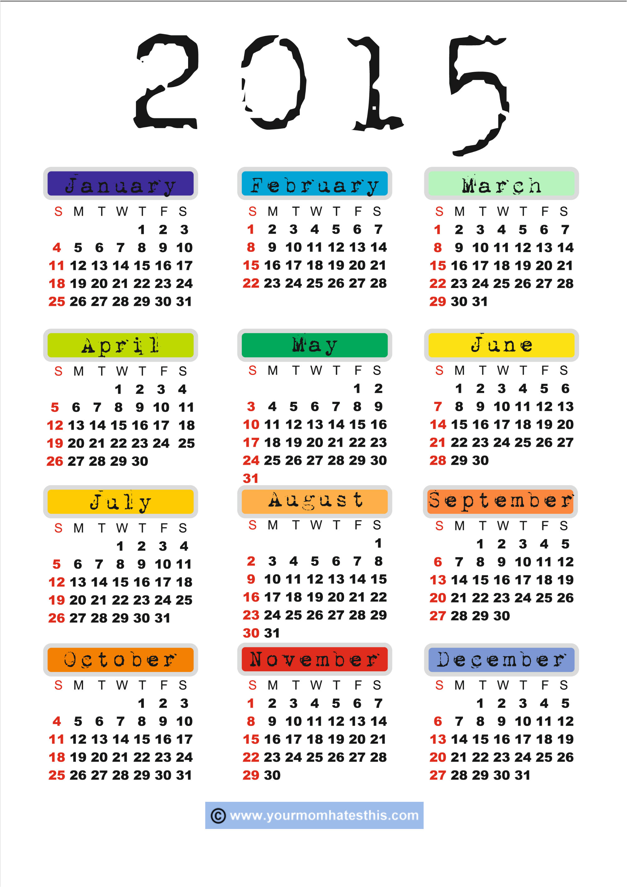 2015 calendar printable 1292