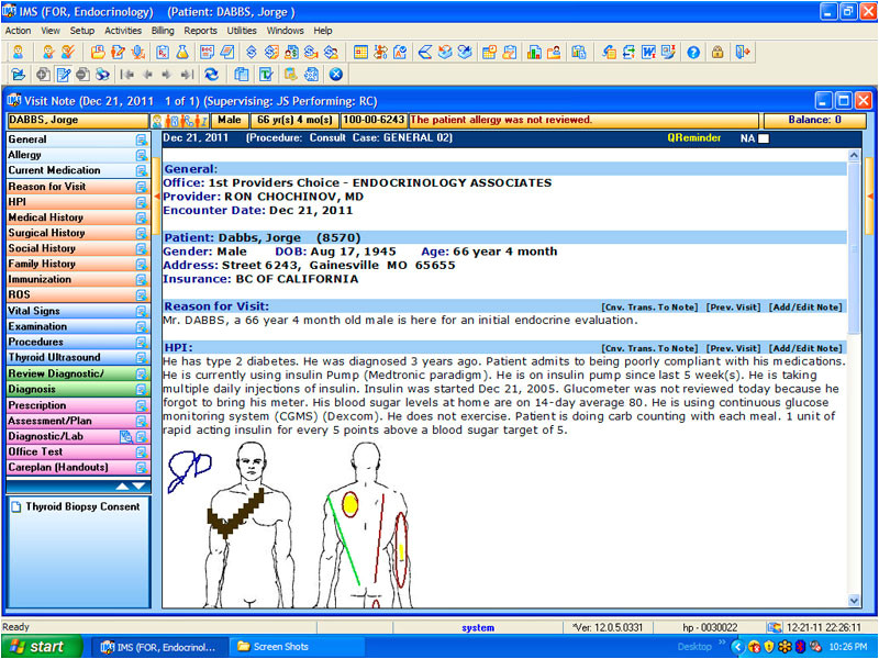 endocrinology electronic health records emr