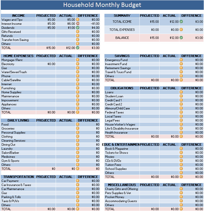 household budget template excel 856