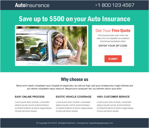 top 20 best auto insurance quote landing page design templates