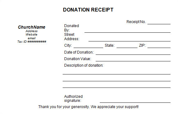 donation receipt template