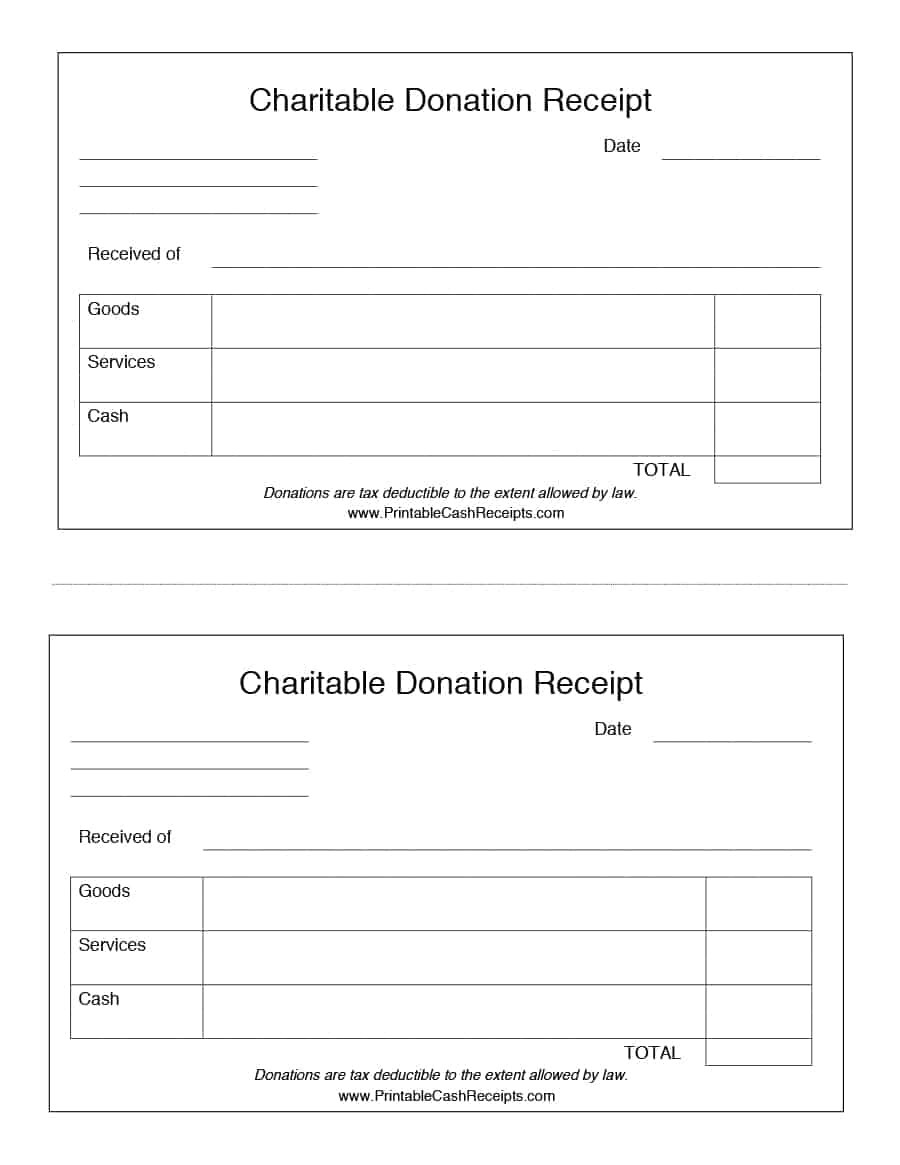 charitable donation receipt template free download