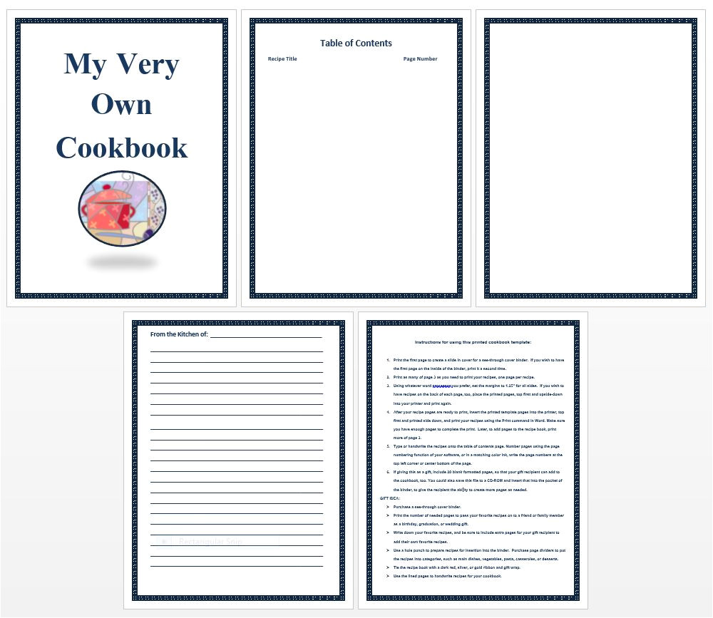 free cookbook template for creating