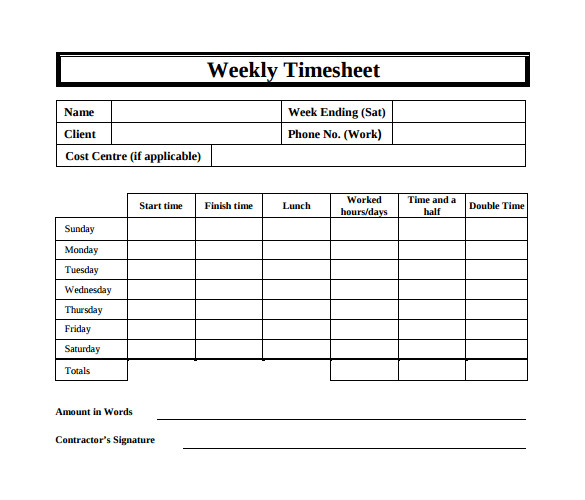 weekly timesheet template