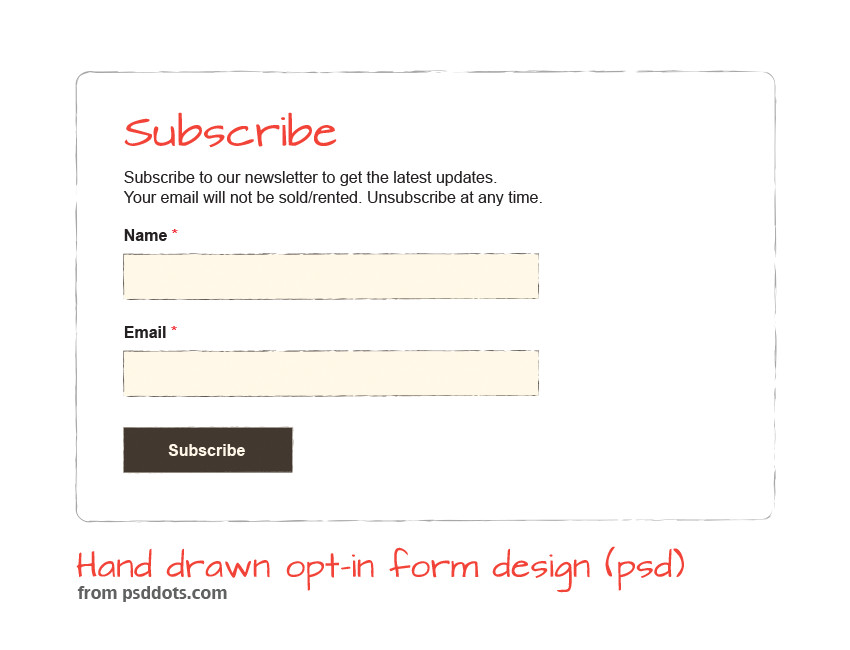 hand drawn opt in form design psd