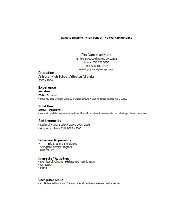 Free Resume Templates for High School Students with No Experience 10 High School Student Resume Templates Pdf Doc Free