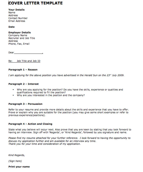 Free Sample Cover Letters for Job Applications Free Sample Cover Letter for Job Application top form