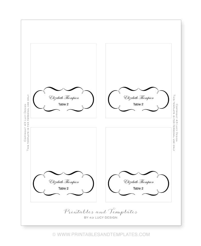 free place card template 6 per sheet