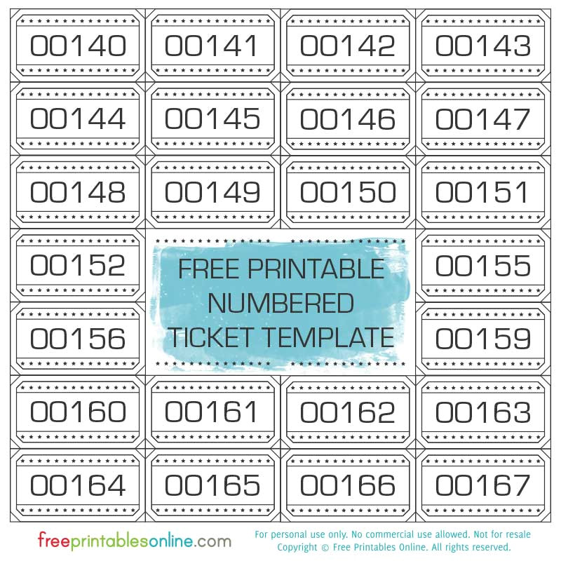 free printable numbered ticket template