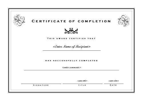 certificate of completion template