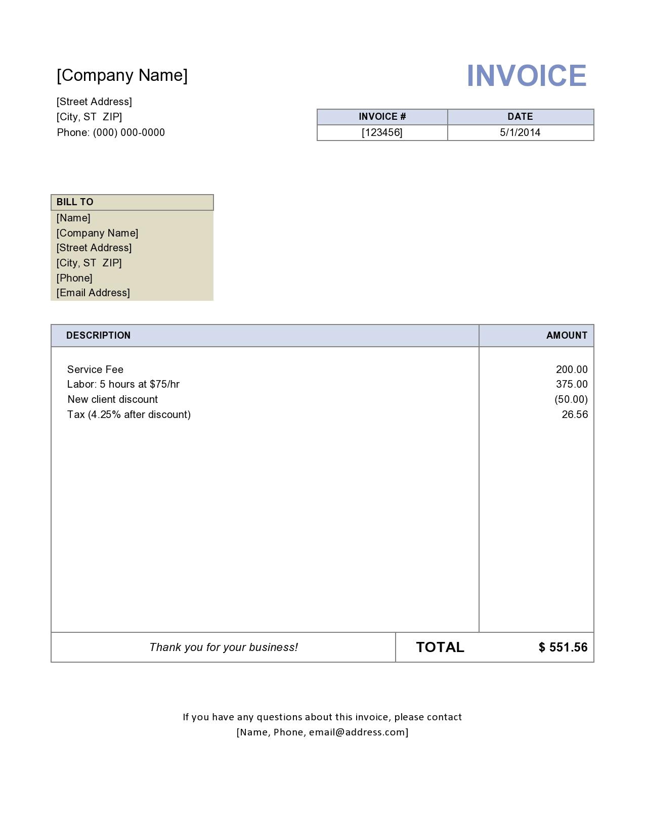 contractor invoice template word 2497