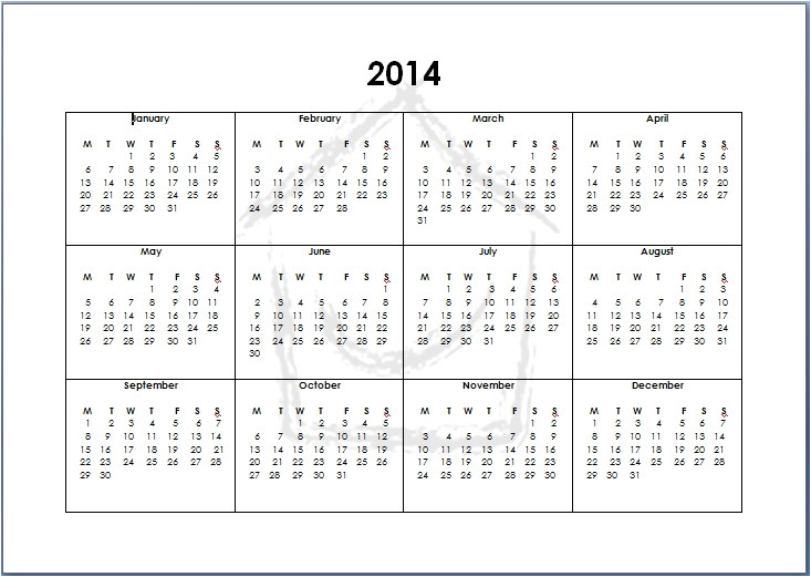 Full Year Calendar Template 2014 8 Best Images Of Full 2014 Year Calendar Printable 2014