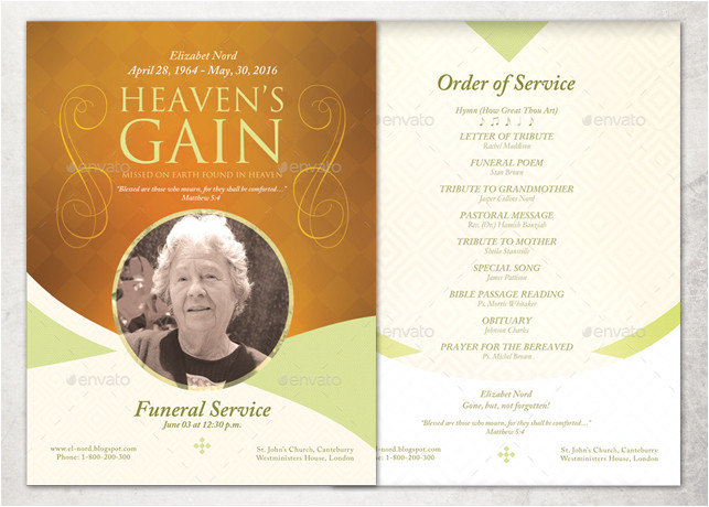 Funeral Service Sheet Template Heaven 39 S Gain Single Sheet Funeral Program Template