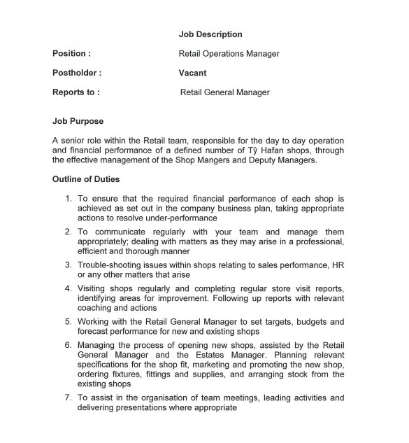 sample general manager job description