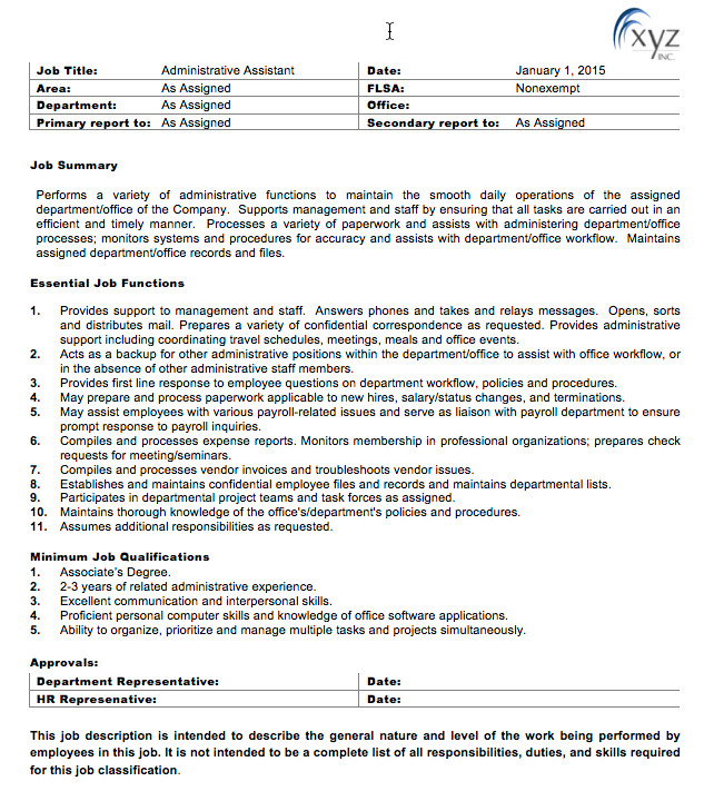 Generic Job Description Template Generic Job Description Template Beautiful Template