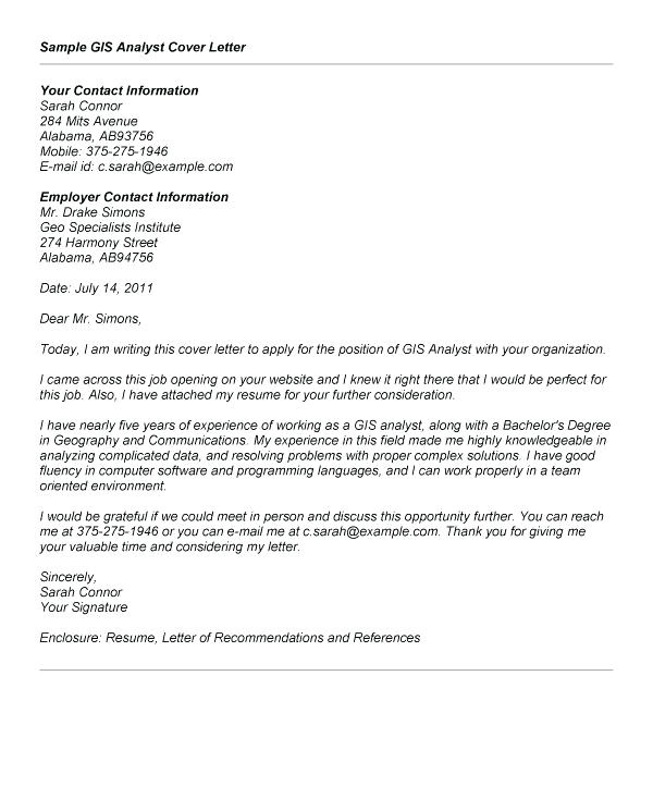 geospatial analyst cover letter
