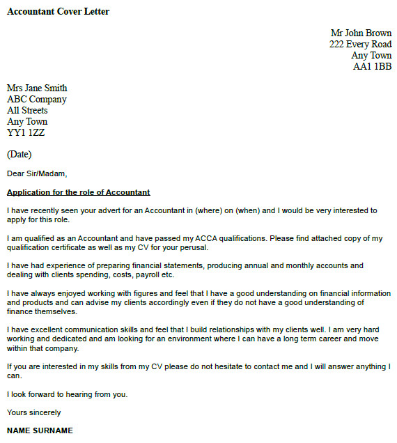 Good Cover Letter Names Accountant Cover Letter Example Icover org Uk