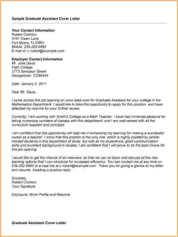 Graduate assistantship Cover Letter Examples 11 Graduate assistantship Cover Letter Invoice Template