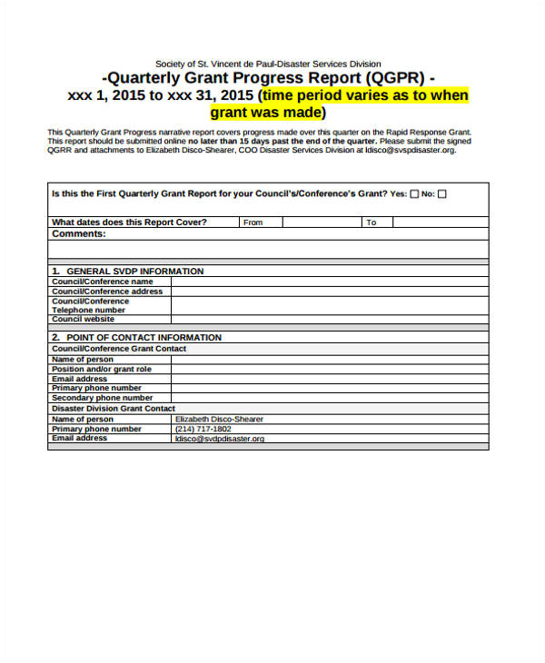 grant report template