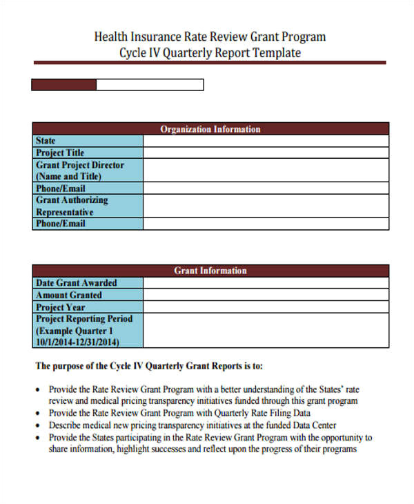 grant report templates