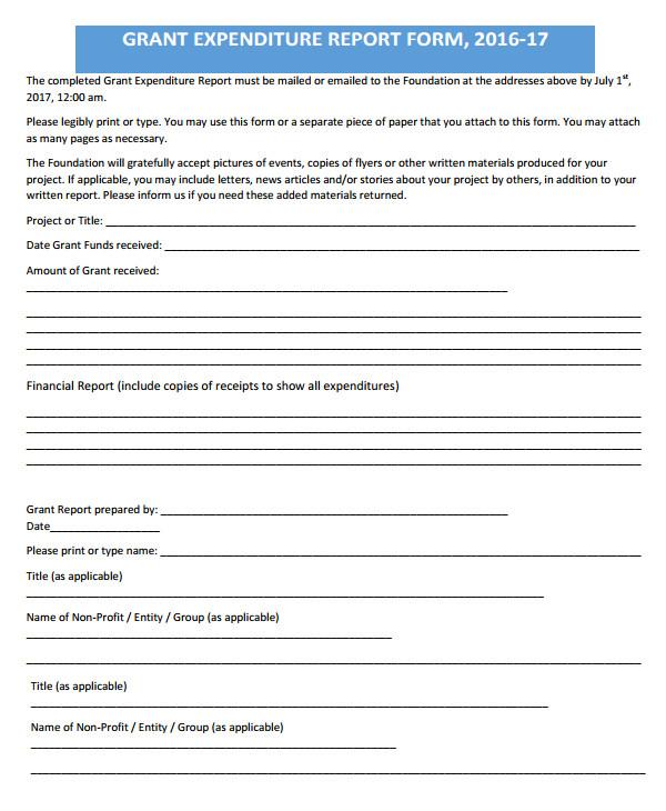 grant report form
