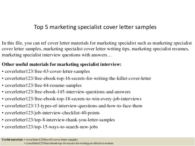 top 5 marketing specialist cover letter samples