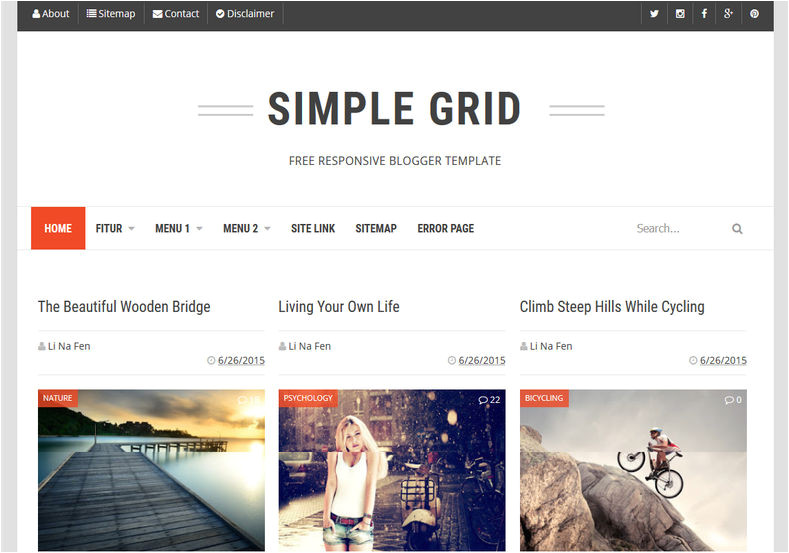 Grid Style Blogger Templates Simple Grid Blogger Template Blogspot Templates 2018