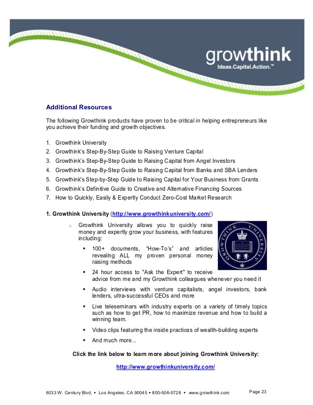 ultimate business plan template growthink